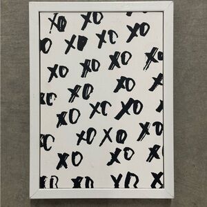 Black & White “XO XO XO” Canvas Artwork in White Frame 8” x 11” x 1”